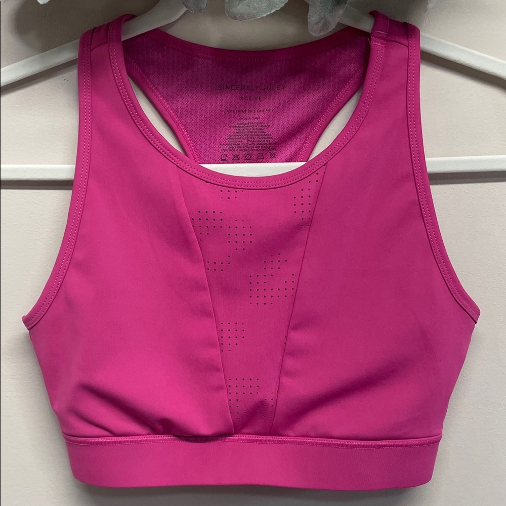 NWOT Sincerely Jules Active Athletic Racerback Sports Bra Fuchsia S